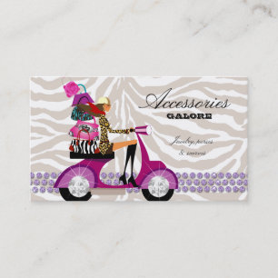 Fashion Purses Jewellery Purple Zebra Business Card