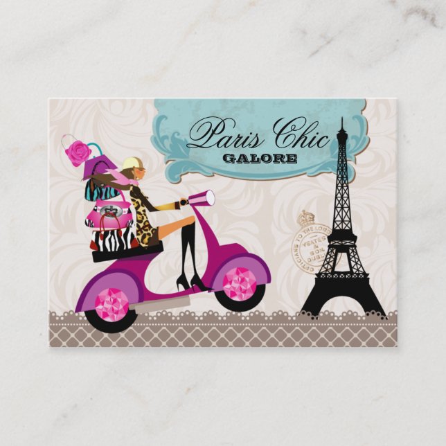 Fashion Purses Jewellery Scooter Paris Eiffel Business Card (Front)