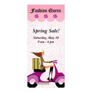 Fashion Rack Card Scooter Woman Pink
