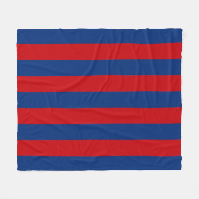 Fashion Red and Blue Horizontal Stripes Fleece Blanket (Front (Horizontal))