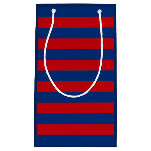 Fashion Red and Blue Horizontal Stripes Small Gift Bag (Front)