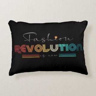 Fashion Revolution Retro Typographic Black Acrylic Decorative Cushion