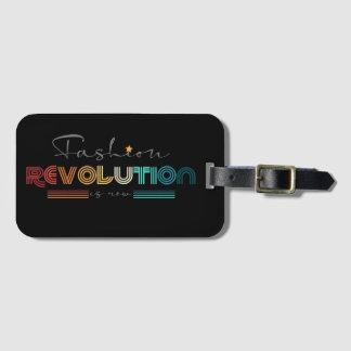 Fashion Revolution Retro Typographic Black Luggage Tag