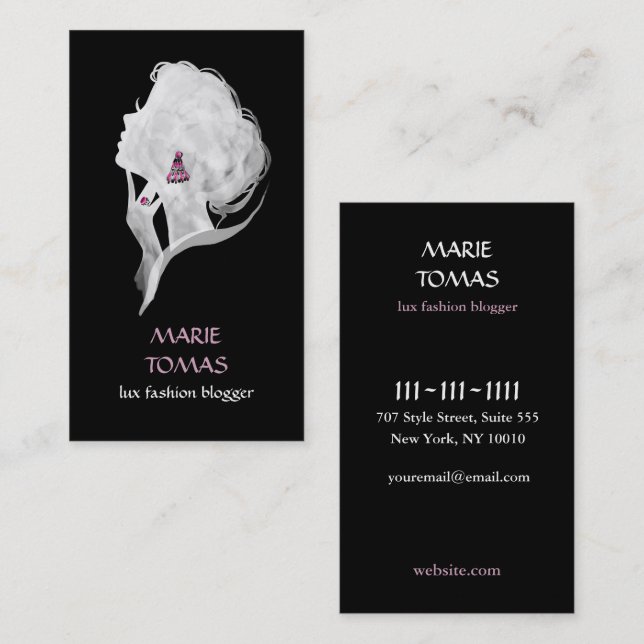 Fashion Salon blogger, stylist, beauty master Business Card (Front/Back)
