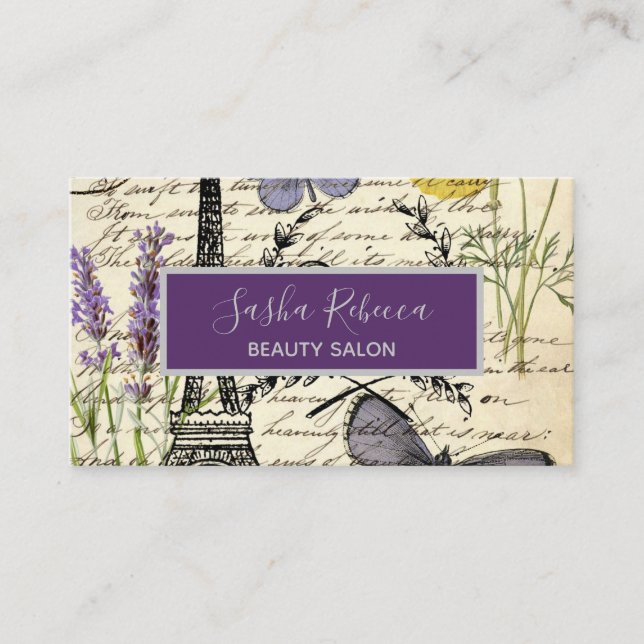 Fashion Salon SPA french eiffel tower Paris Business Card (Front)