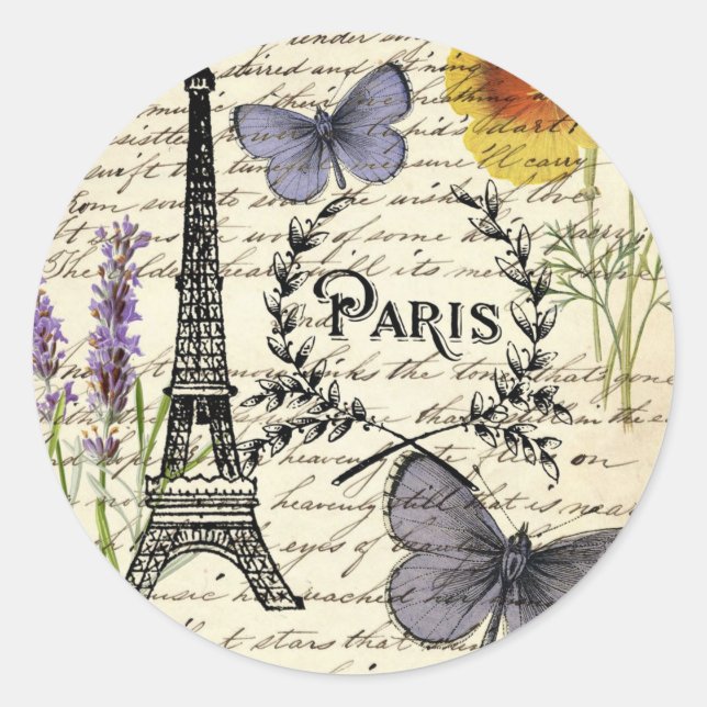 Fashion Salon SPA french eiffel tower Paris Classic Round Sticker (Front)