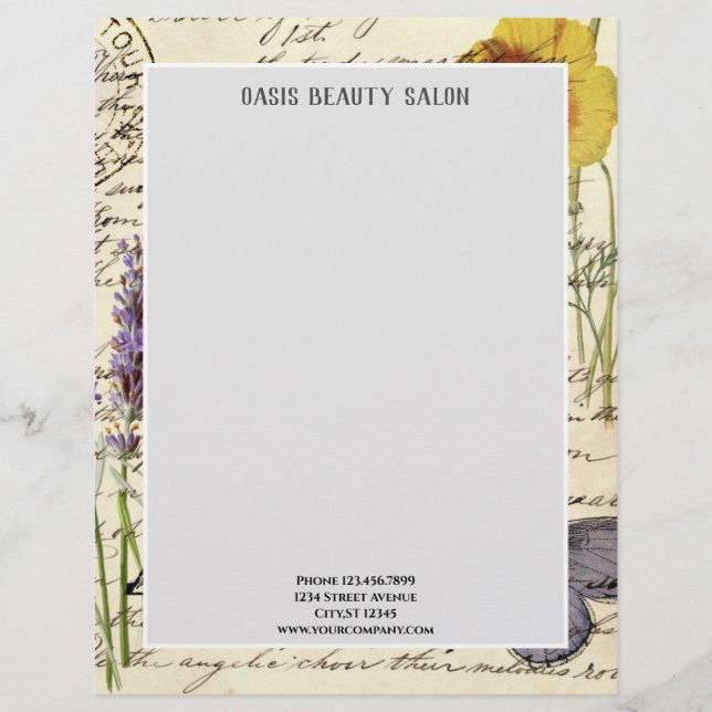 Fashion Salon SPA french eiffel tower Paris Custom Letterhead (Front)