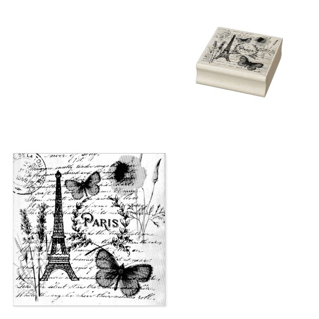 Fashion Salon SPA french eiffel tower Paris Rubber Stamp (Stamped)