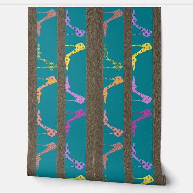 Fashion Shoe Shelves Wallpaper Border LW Blue (Unrolling)