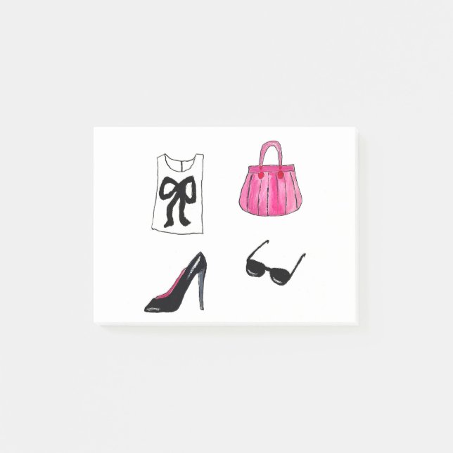 Fashion shoes handbag watercolor post-it notes (Front)