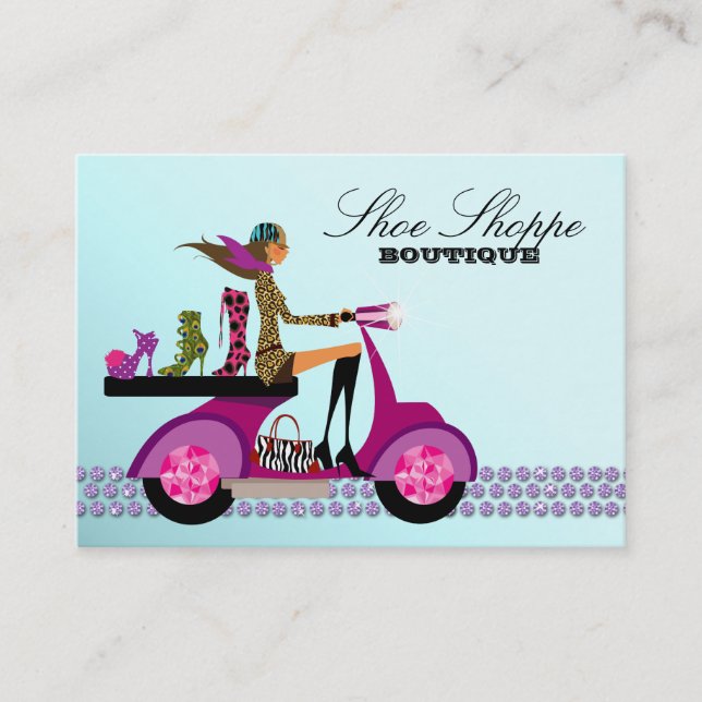Fashion Shoes Jewellery Business Card Scooter Blue (Front)