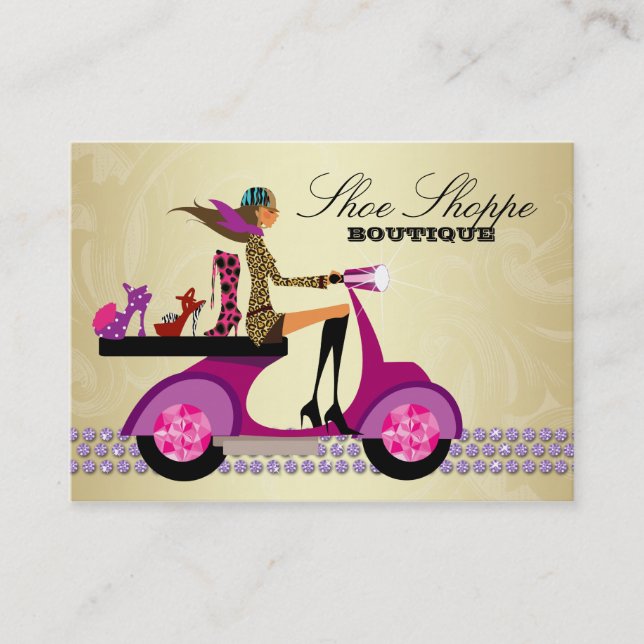 Fashion Shoes Jewellery Purple Gold Business Card (Front)