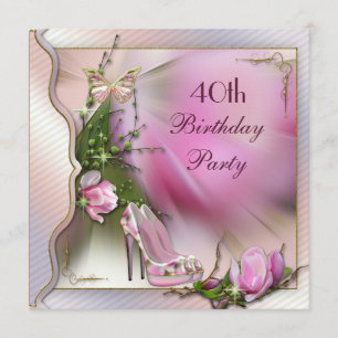 Fashion Shoes Magnolia Butterfly 40th Birthday Invitation