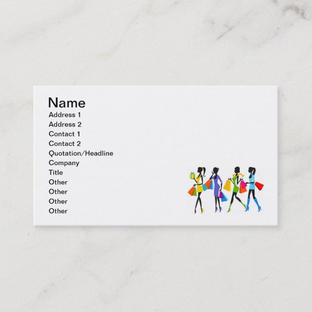Fashion Shopping Girls Illustration Business Card (Front)