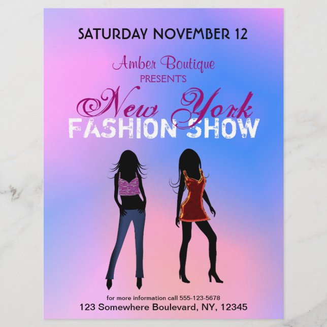 Fashion Show Boutique Promotional Custom Flyers (Front)