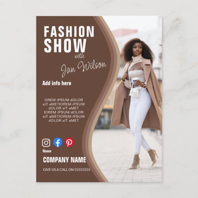 fashion show BUSINESS custom logo flyer Poster  Pe Postcard (Front)