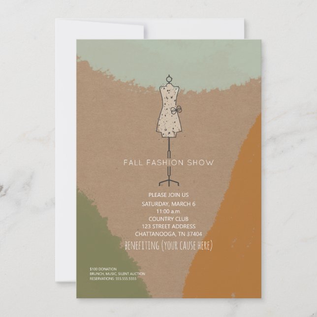 Fashion Show Charity Event Dress Form Abstract Invitation (Front)