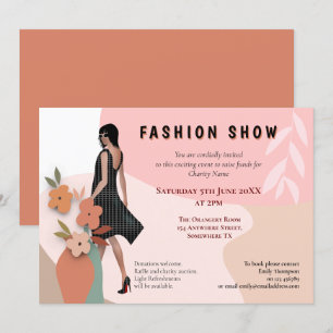 Fashion Show Event Abstract Shapes Model Flowers Invitation