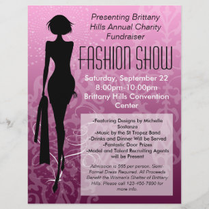 Fashion Show Flyer, Pink Silhouette Swirl Flyer