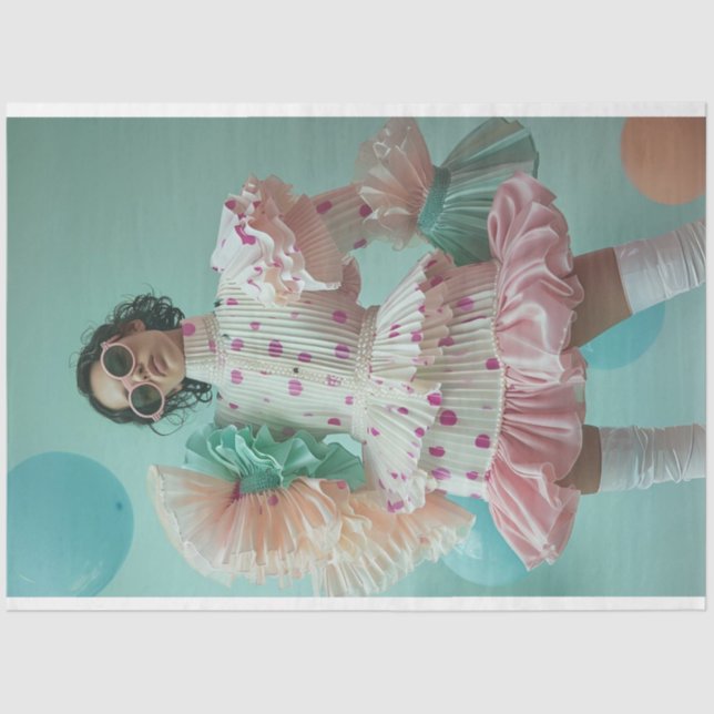 Fashion Show Polka Dot Girl Decoupage  Tissue Paper (Front)