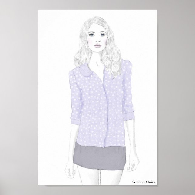 Fashion Sketch - Polka Dot Cardigan Poster (Front)