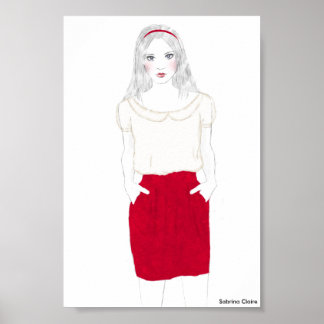 Fashion Sketch - Red Skirt Poster