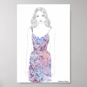 Fashion Sketch - Watercolor Dress Poster