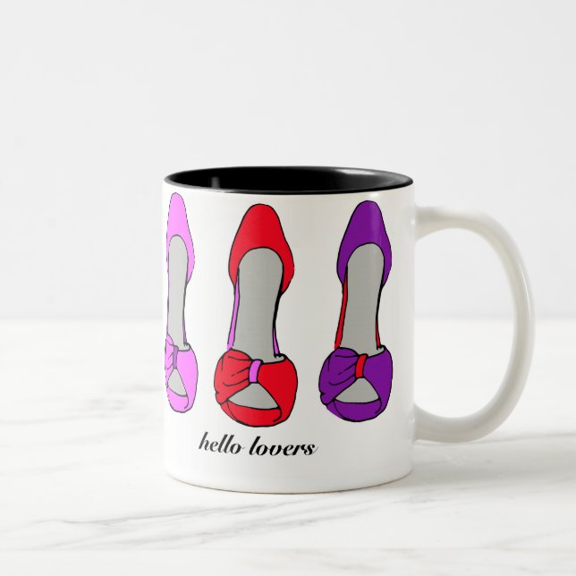 Fashion Stiletto Heels Shoe Lover Two-Tone Coffee Mug (Right)