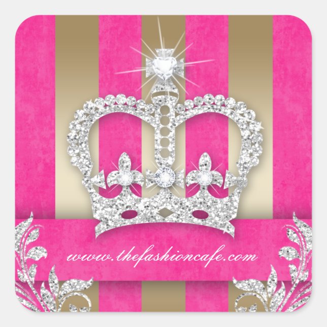 Fashion Stripes Sticker Jewellery Pink Crown Gold (Front)