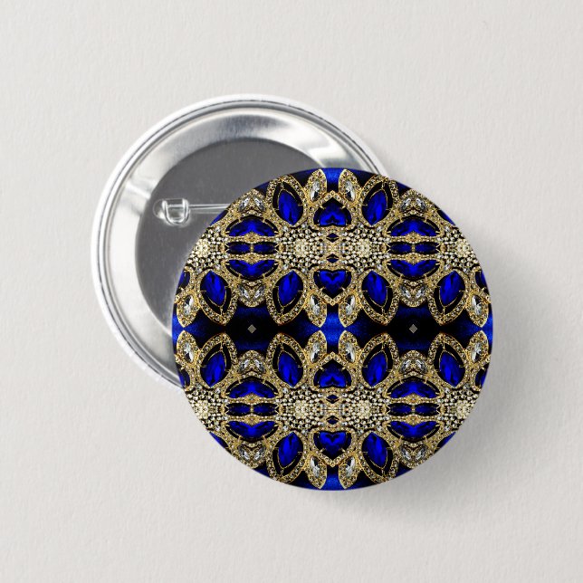 fashion stylish turquoise gold silver royal blue  6 cm round badge (Front & Back)