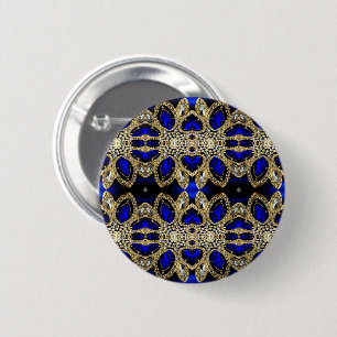 fashion stylish turquoise gold silver royal blue  6 cm round badge