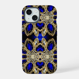 fashion stylish turquoise gold silver royal blue  iPhone 15 case