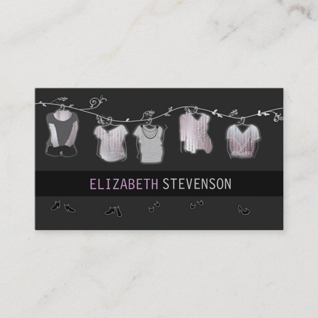Fashion Stylist Designer Wardrobe Boutique Business Card (Front)