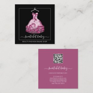 Fashion Stylist Event Dress QR Code Logo Glitter Square Business Card
