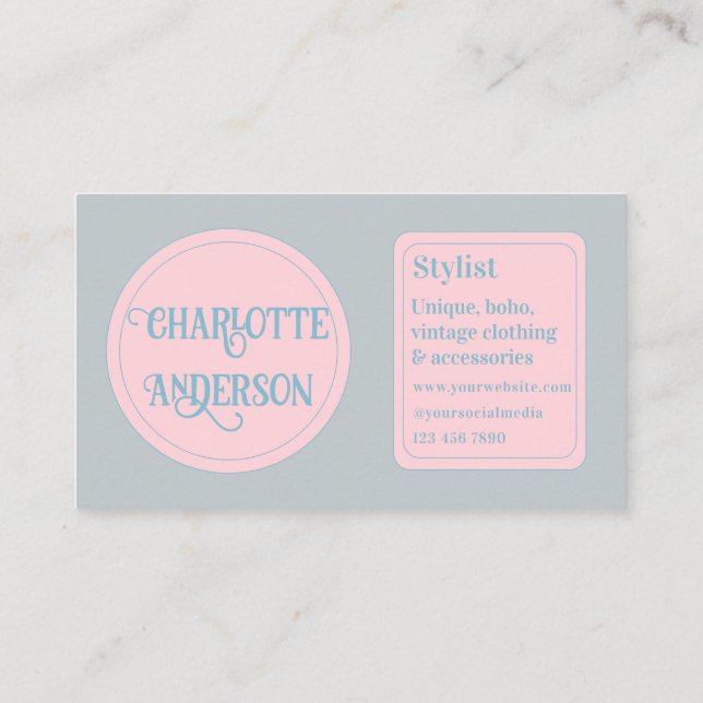 Fashion Stylist Minimal Pastel Custom Business Card (Back)