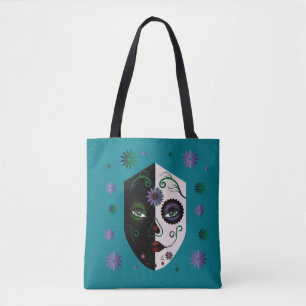 Fashion Teal Girl Skull Face Tote Purse or Bag