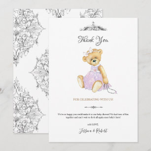 Fashion teddy bear little lady Thank You Card