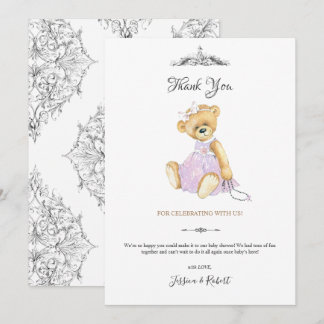 Fashion teddy bear little lady Thank You Card