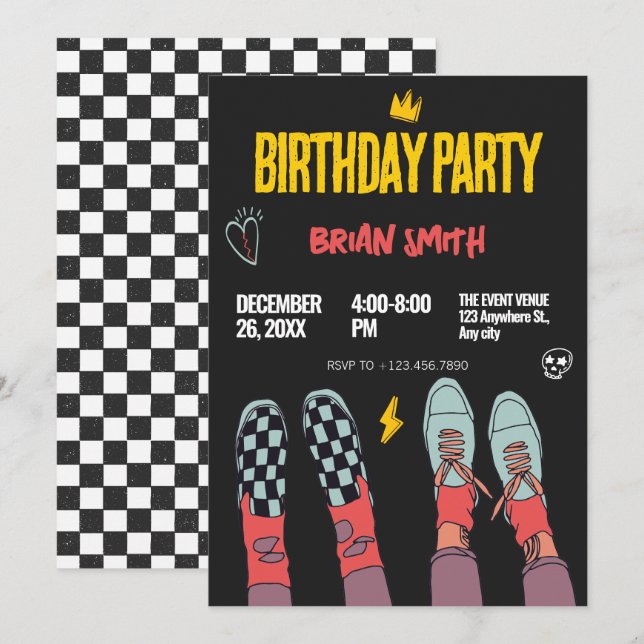 Fashion teen sneakers  invitation (Front/Back)
