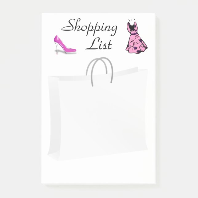 Fashion Themed Shopping List Post-it Notes (Front)