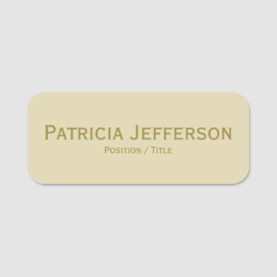 Fashion Trend Colour Beige Ecru & Gold Professiona Name Tag