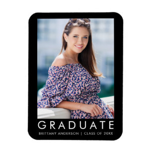 Fashion Trendy Graduation Photo Announcement L Magnet