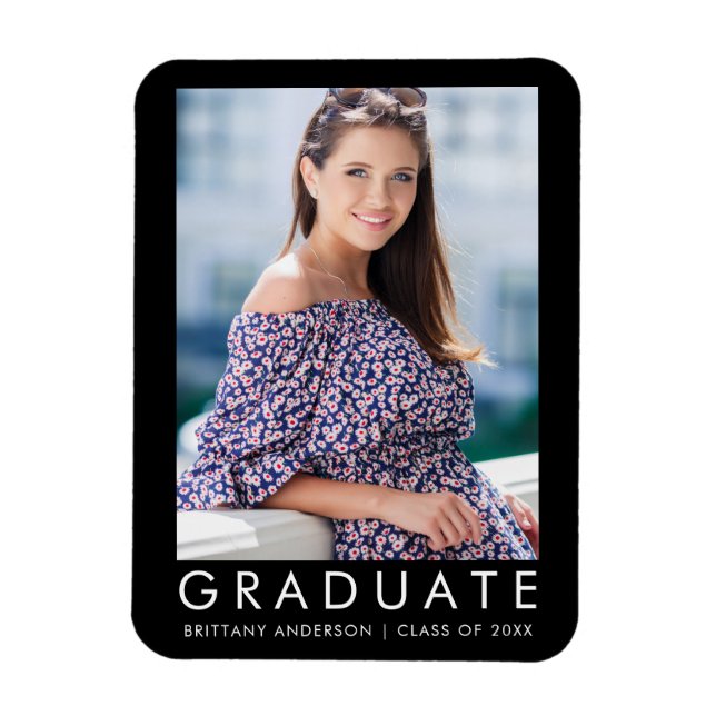 Fashion Trendy Graduation Photo Announcement L Magnet (Vertical)