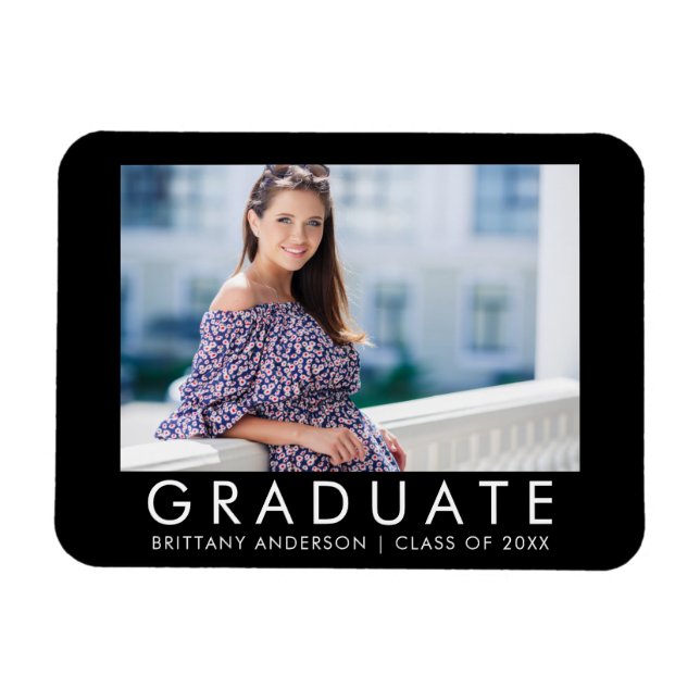 Fashion Trendy Graduation Photo Announcement Magnet (Horizontal)