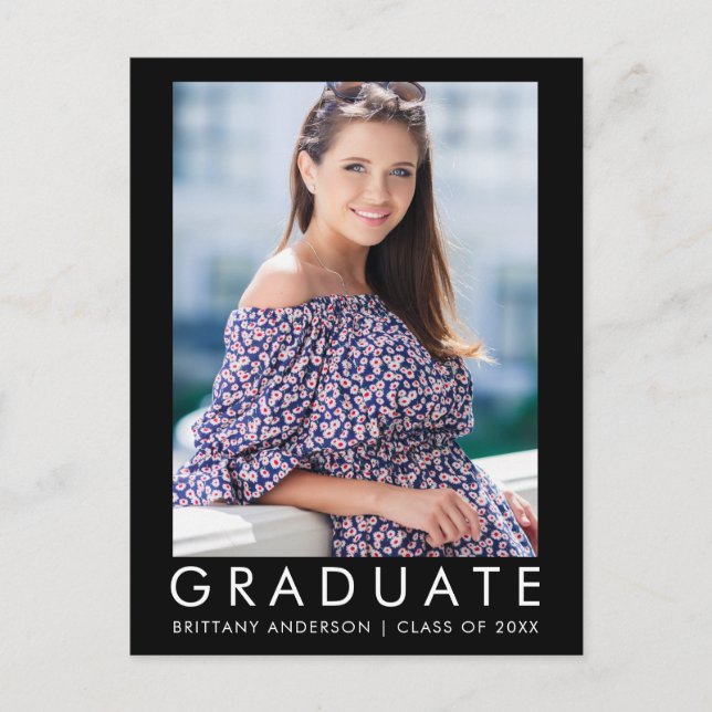 Fashion Trendy Graduation Photo Party Invitation L (Front)
