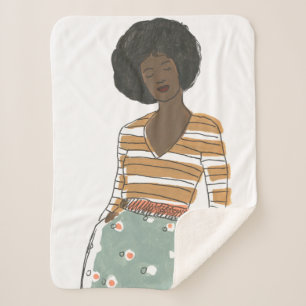 Fashion Vignette Portrait Sherpa Blanket