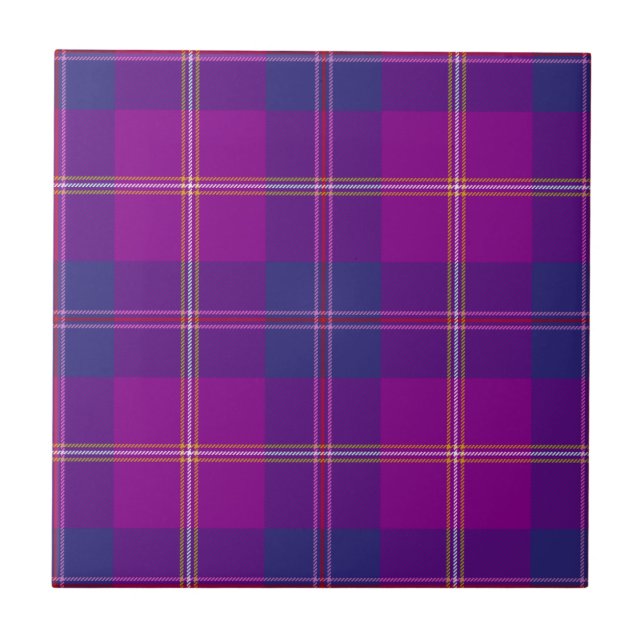 Fashion Violet Gold Red Clan Hunting Tartan Plaid Tile (Front)