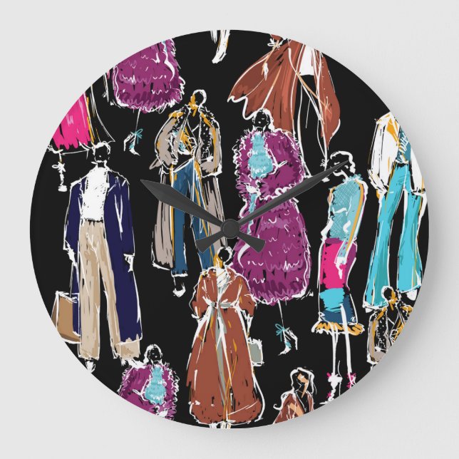 Fashion Winter Hand Drawn Sketch Large Clock (Front)