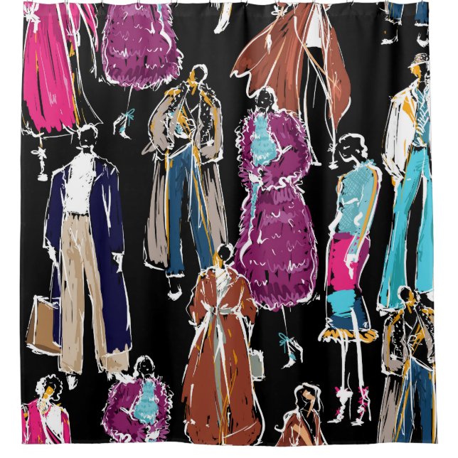 Fashion Winter Hand Drawn Sketch Shower Curtain (Front)