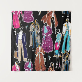 Fashion Winter Hand Drawn Sketch Tapestry